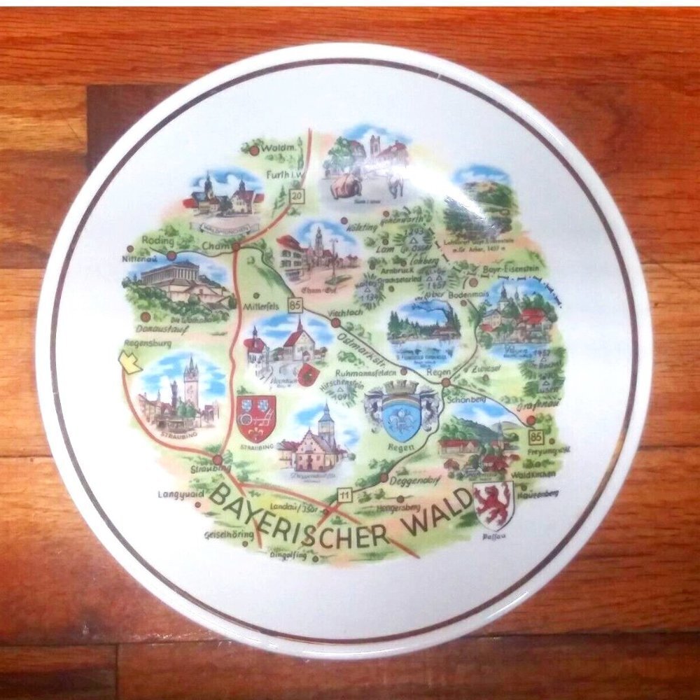 BAVARIAN FOREST PWB Germany Bayerischer Plate 7.25" Vintage Ceramic gold trim